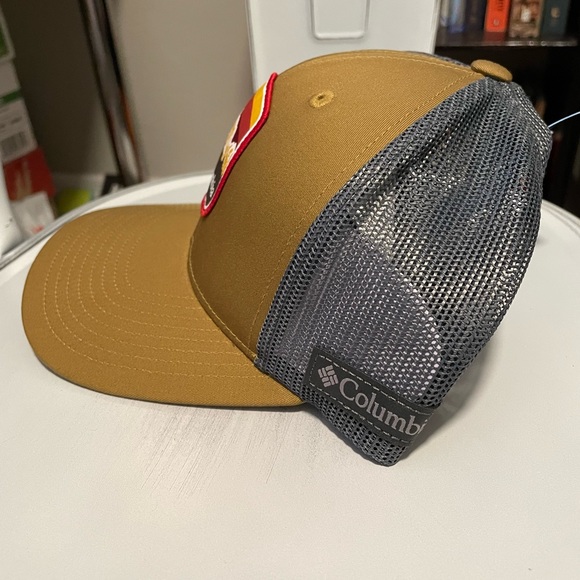Columbia SnapBack Brown With Blue Mesh Unisex Hat With Patch. NWT - Picture 3 of 7